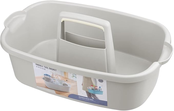 Large Cleaning Supplies Caddy Portable Shower Caddy Basket Light Grey | Sturdy Supply Organizer with Handle Plastic Bucket Tool Storage for Bathroom Bedroom Kitchen Garden College Dorm Essentials