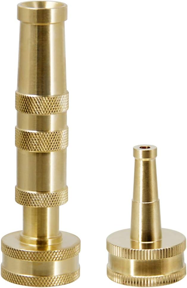 Twinkle Star Brass Heavy Duty Adjustable Twist Hose Nozzle Set | 3/4” GHT Brass Garden Hose Nozzle, Adjustable Water Flow