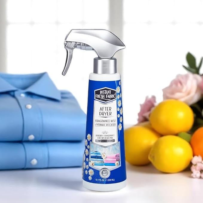 After Dryer Fabric Freshener & Wrinkle Release Spray - For Clothes & Laundry - Luxury Fragrance Odor Remover & Wrinkle Releaser - For Home & Travel - Fresh Linen Scent - 10.1 fl oz.