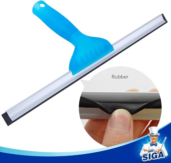 MR.SIGA Professional Window Squeegee & Microfiber Window Scrubber, 14 inch | 2 in 1 squeegee window cleaner tool