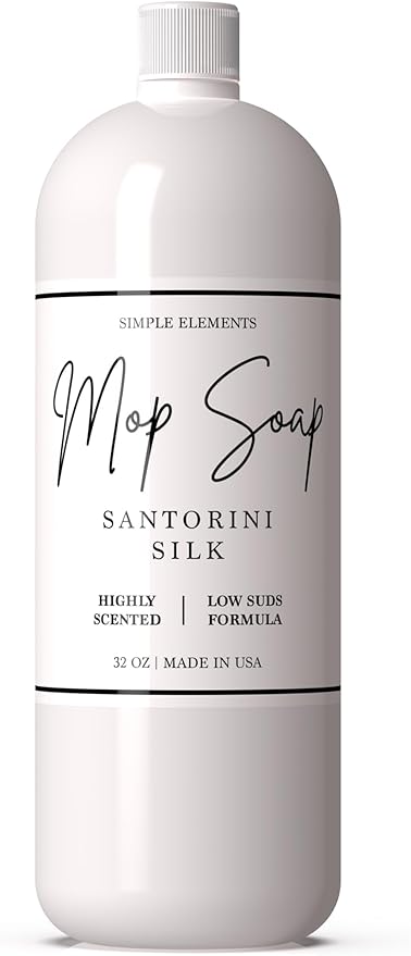 Mop Soap Highly Scented Fragrance, Long Lasting Luxury Floor Cleaner for Hardwood, Tile, Laminate & Stone, Low Suds No Residue Formula, All Mop Types, Made in USA, 32oz Santorini Silk Fragrance