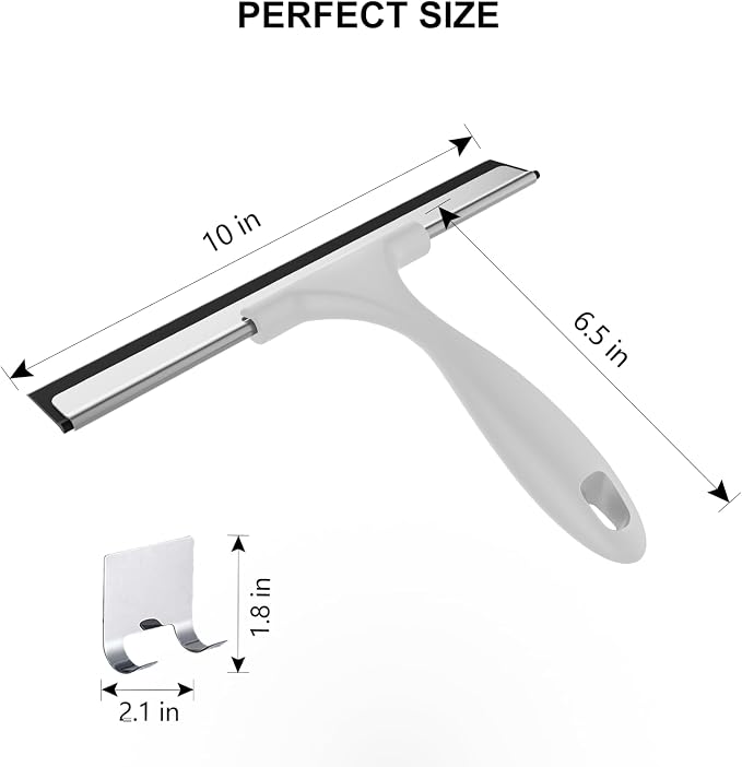SetSail Squeegee for Shower Glass Door, 10 Inches, Grey | Stainless Steel Squeegee for Shower Glass Door, All-Purpose Window Squeegee for Shower Mirror Bathroom Car Window Cleaning