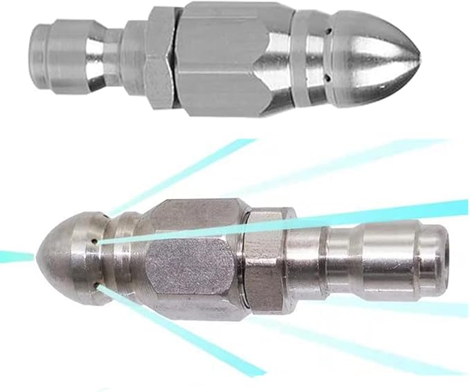 MIZORLIE Pressure Washer Sewer Jetter Nozzle Stainless Steel，2 Sets | Mini Compact Durable Sewer Jetter Nozzle, 1/4'' Quickly Connector, 5000 PSI