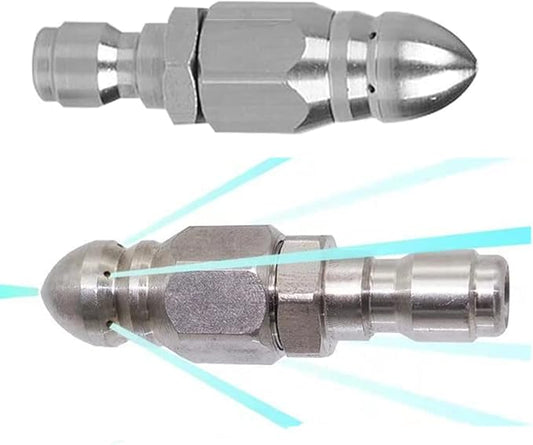 MIZORLIE Pressure Washer Sewer Jetter Nozzle Stainless Steel，2 Sets | Mini Compact Durable Sewer Jetter Nozzle, 1/4'' Quickly Connector, 5000 PSI