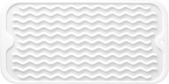 MicoYang Silicone Dish Drying Mat for Multiple Usage,Easy clean,Eco-friendly,Heat-resistant Silicone Mat for Kitchen Counter or Sink,Refrigerator or Drawer Liner White S 12 inches x 6 inches