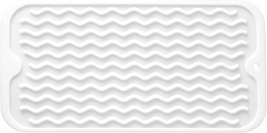 MicoYang Silicone Dish Drying Mat for Multiple Usage,Easy clean,Eco-friendly,Heat-resistant Silicone Mat for Kitchen Counter or Sink,Refrigerator or Drawer Liner White S 12 inches x 6 inches