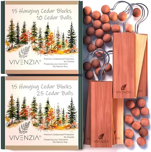 Cedar Blocks for Closet 65 pcs: 30 hangups & 35 Balls. Aromatic Cedar for Closets, Natural Aromatic Hangers & Drawer Fresheners, Chemical-Free Protection for Cherished Fabrics.