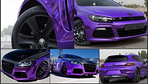 DIYAH Gloss Chrome Mirror Vinyl Car Wrap Sticker with Air Release Bubble Free Anti-Wrinkle 12" X 60" (1 FT X 5FT) (Purple)