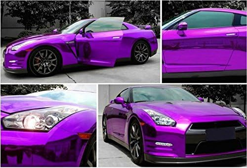 DIYAH Gloss Chrome Mirror Vinyl Car Wrap Sticker with Air Release Bubble Free Anti-Wrinkle 12" X 60" (1 FT X 5FT) (Purple)