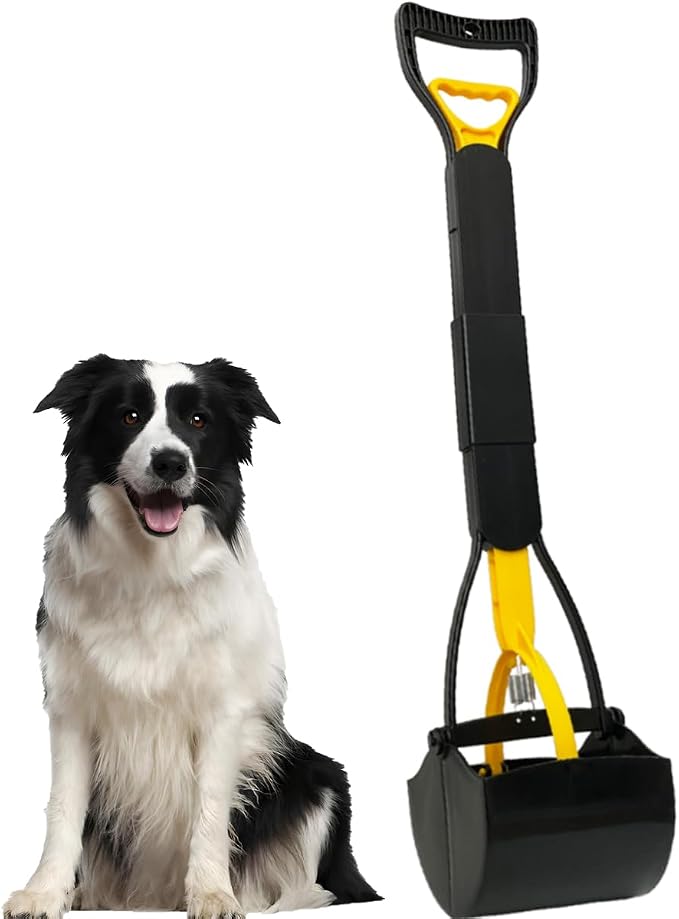 ienjoyed Dog Pooper Scooper for Large Medium & Small Dogs Heavy Duty,Long Handled Dog Poop Scooper for Grass,Durable Dog Poop Pick Up Tool (Yellow)