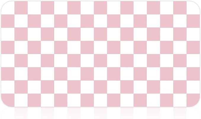 17" x 32" Checkered Dish Drying Mat for Kitchen Counter, Absorbent Coffee Bar Mat for Espresso Machine Coffee Countertops Accessories, Pink