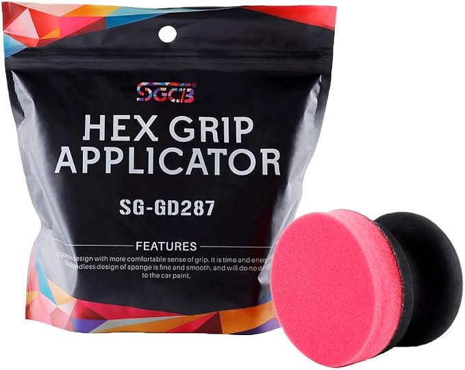 SGCB Car Hand Wax Applicator Pad Kit, 3” Dia Sponge Tire Dressing Applicator Pad with Grip, Tire Shine Compound Applicator Pad, Reusable Polish Foam Applicator for Rubber Tires Exterior Plastic Trim