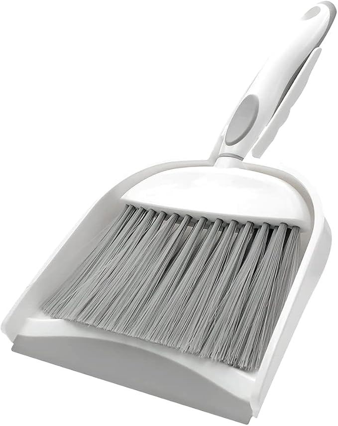 Dust pan, Mini Dustpan and Brush Set, Small Broom and Dustpan Set, Small Hand Broom and dust pan Set, Whisk Broom, Dust pan and Brush for Desk, Table, Home, Kitchen Necessities (Gray 2pcs)