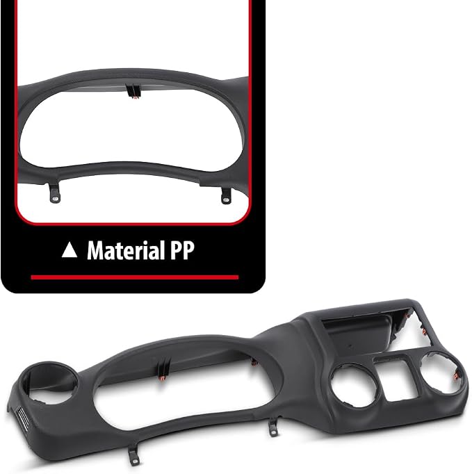 DOTCOM Dash Instrument Cluster Panel Bezel Fit Jeep Wrangler 2011-2014 | Instrument Cluster Trim Panel Bezel,Polypropylene Material,Black Finish, Fit Jeep Wrangler 2011-2014