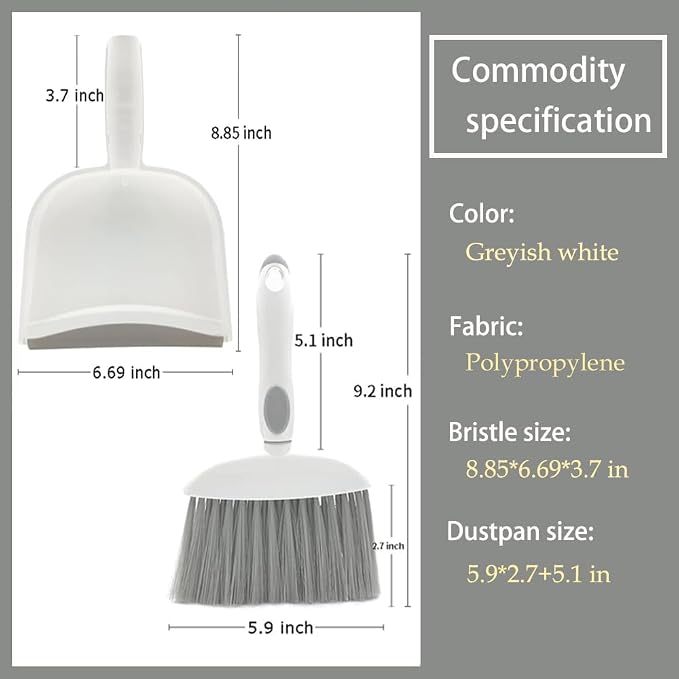 Dust pan, Small Broom and Dustpan Set, Mini Dustpan and Brush Set, Small Hand Broom with Dust Pan for Desk Table Cat Litter - Compact Hand Broom for Kitchen Counter Crumbs, RV Living Essentials (Gray)