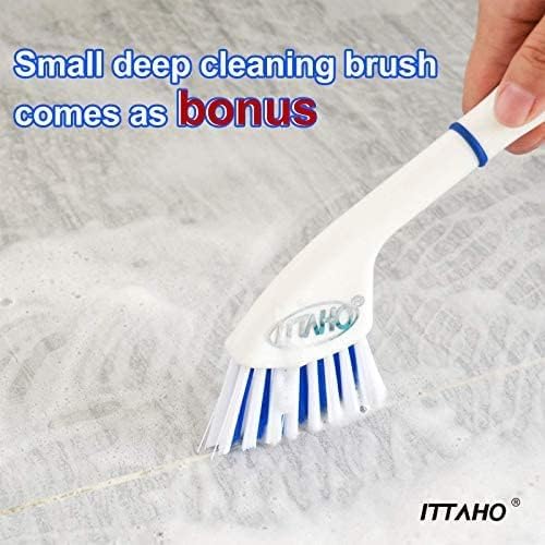 Floor Scrub Brush - 2 in 1 Deck Scrub Brush with Long Handle for Tile, Deck, Patio, Marble, Garage, Wall, Kitchen, Bathroom