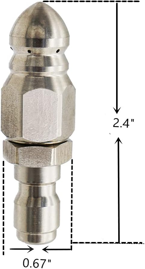 MIZORLIE Pressure Washer Sewer Jetter Nozzle Stainless Steel,1/4''Connector | Mini Compact Durable Jet Nozzle,Pressure Drain Hose Nozzle,1/4'' Quickly Connector, 5000 PSI (1 set)