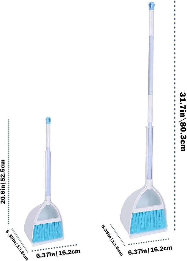 Mini Broom and Dustpan, Home Kitchen Sweeping for Kids(White+Blue)