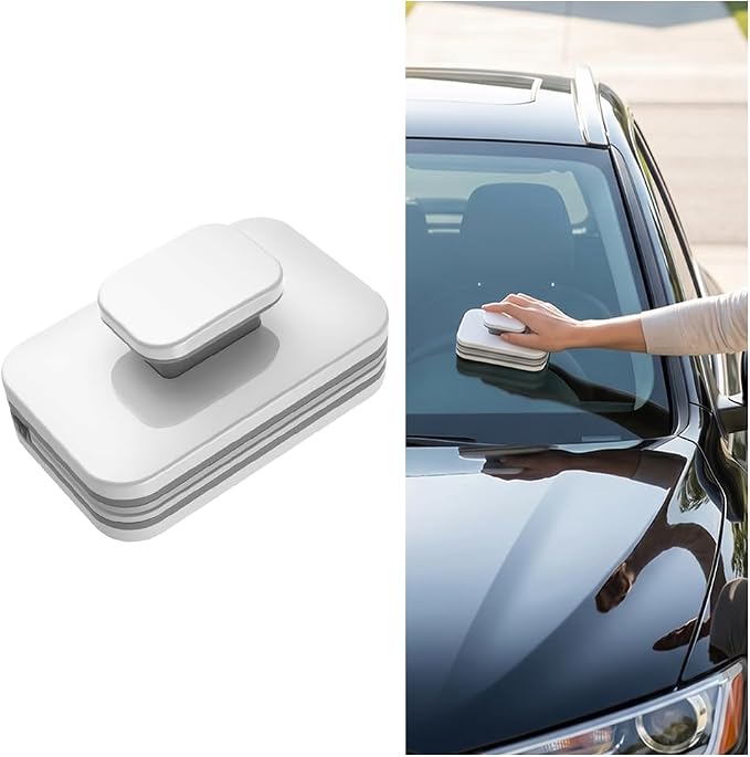 Car Magnetic Windshield Cleaner Tool, Double-Sided Vehicle Window Outside Glass Cleaning Tool with Anti-Falling Rope, Magnet Auto Windshield Wiper for Glass 3-10mm, Universal Fit