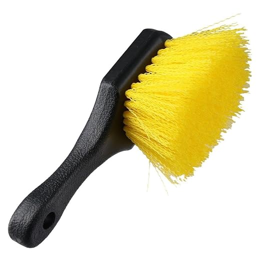 8" Utility Scrub Brush, Plastic Handle, Nylon Bristles, Heavy Duty Cleaning Brush for Outdoor, Wheels and Tire