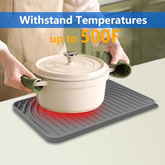 Dish drying mats for kitchen counter,14.6"×11"Silicone Self-Draining mat | Various sizes and colors,Self-Draining Slope Structure,Enabling faster drying,Heat-Resistant,Easy to clean,Food-grade