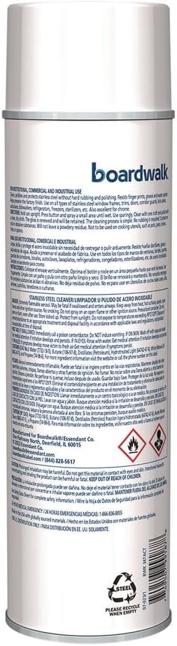 Boardwalk 347ACT Stainless Steel Cleaner & Polish, Lemon, 18oz Aerosol (Case of 12)