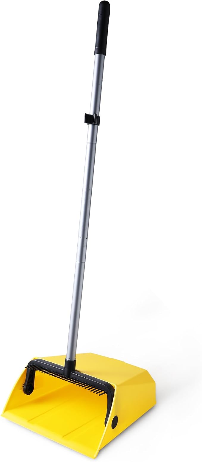 Yocada Large Commercial Dustpan with Comb, Upright Heavy Duty Dust Pan | Outdoor Indoor for Courtyard Garage Lobby Mall Market Floor Home Kitchen Room Office Pet Hair Rubbish