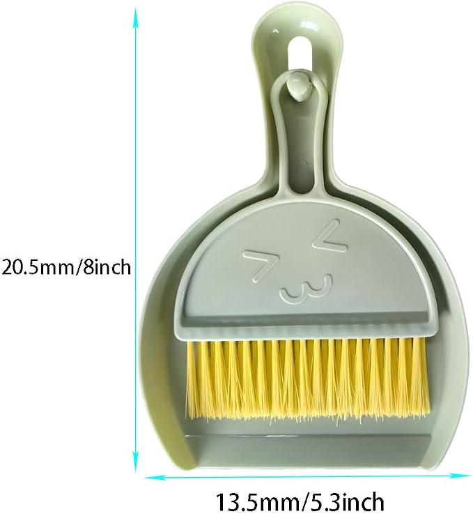 3 Pcs Mini Broom and Dustpan Set,Small Hand Broom and Dustpan Cleaning Cloths Set for Home Car Kitchen Table Kids Dustpan Brush Set for Sweeping Up Kitty Litter Pet Hair, with Hanging Hook