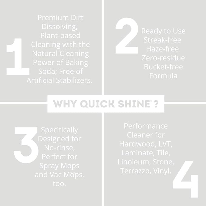 Quick Shine Multi Surface Floor Cleaner Daily Care 24oz | Plant-Based, Ready to Use, Dirt Dissolving, Streak Free, No Rinse | Use on Hardwood, Laminate, Luxury Vinyl Plank, Tile & Stone | Safer Choice