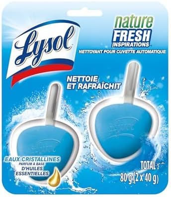 Lysol Automatic In-The-Bowl Toilet Cleaner, Cleans and Freshens Toilet Bowl, Atlantic Fresh Scent, 2 Count (Pack of 1)