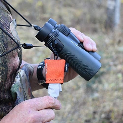 SPUDZ Ultra Microfiber Lens Cleaner with Closeable Bottom – Clip-On Pouch, Washable – for Binoculars, Scopes, Glasses, Screens | Ultra Blaze Orange, 10 x 10 Inch