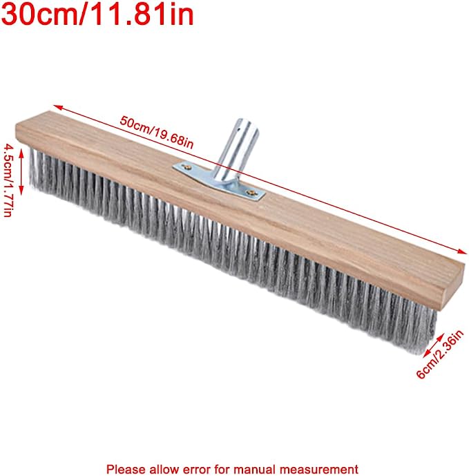 Stainless Steel Wire Scrub Brush for Deck, Concrete, Patio Floor Cleaning, Heavy Duty Bristle Scrubber Broom for Moss Removal(50cm/19.68in)