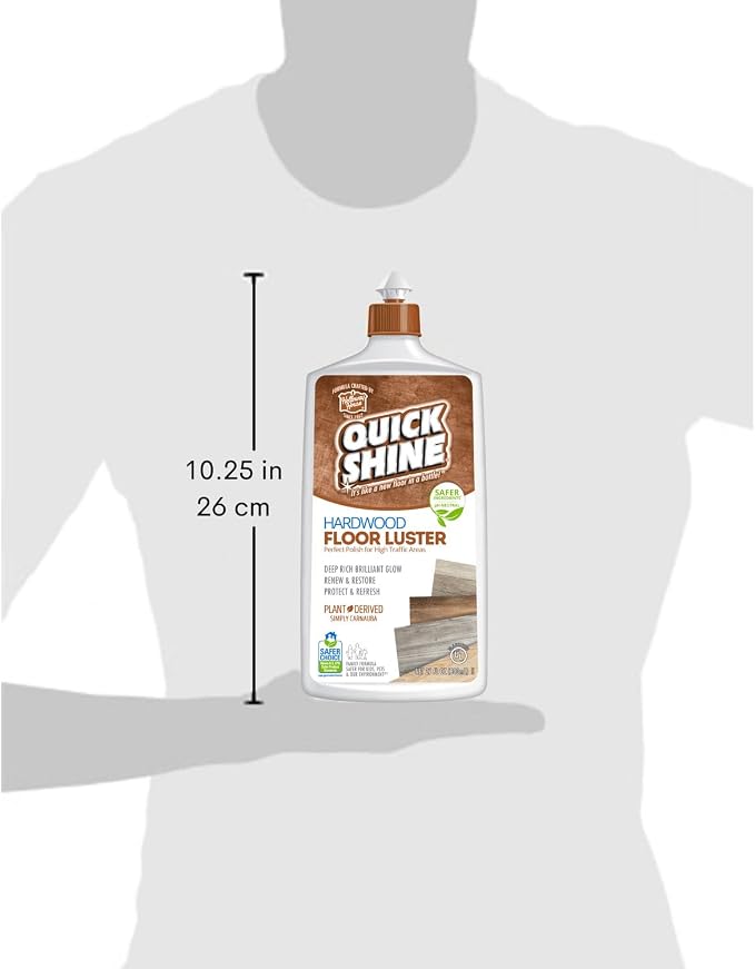 Quick Shine Hardwood Floor Luster 27 oz-6 Pk, Natural Looking Shine | Plant Derived Carnauba Polish, Renew & Protect, Streak & Haze Free, Non-slip, pH Neutral, No PFAS, EPA Safer Choice
