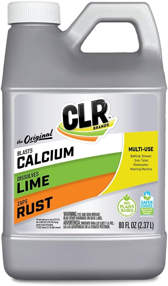 CLR Calcium, Lime & Rust Remover, Blasts Calcium, Dissolves Lime Deposits, Zaps Stubborn Rust Stains and Hard Water Deposits, 80 Ounce Bottle