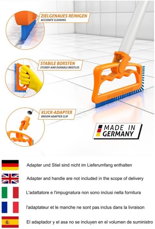 Fuginator Scrub Brush for Tile and Grout: Stiff Nylon Bristle Scrubbing Brush - Bathtub and Shower Scrubber for Floor Joints and Tile Seams - Cleaning Brush (Orange/Blue)