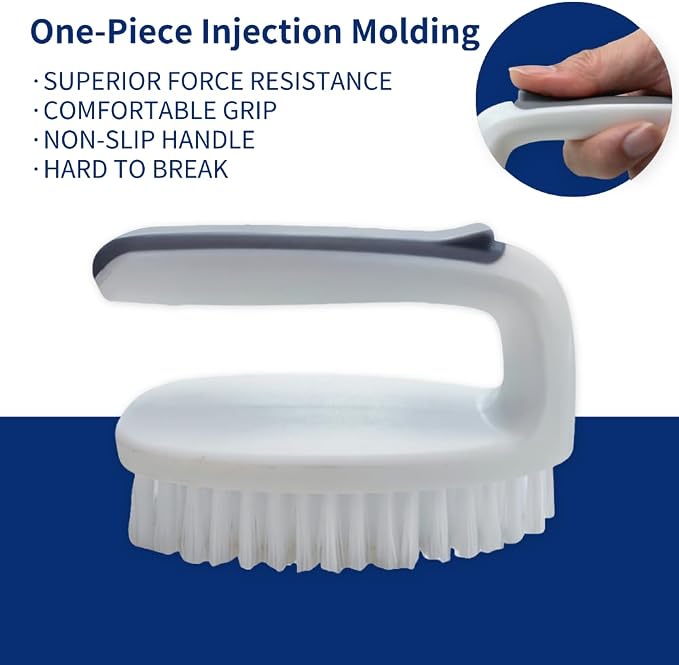 CELOX Carpet Cleaning Brush, Heavy Duty Scrub Brush with Handle, 2 Pack, White