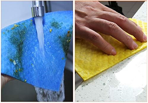 Reusable Cleaning Cellulose Sponge Cloths Absorbent Wipes Clean Kitchen Car Dish Eco-Friendly Dishcloth Hand Towel Auto - 2pack (10pcs) - Non Vacuum