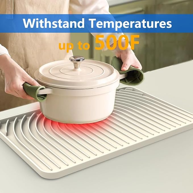 Dish drying mats for kitchen counter,18"×12"Silicone Self-Draining mat | Various sizes and colors,Self-Draining Slope Structure,Enabling faster drying,Heat-Resistant,Easy to clean,Food-grade