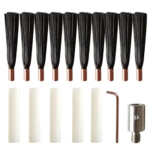 M6/M8/M10 Brush Set for MIG/TIG Weld Cleaner Stainless Steel Polishing Electrolytic Processor，10pcs Brush + 1pcs Brush Head Connector (Stainless Steel, M6)
