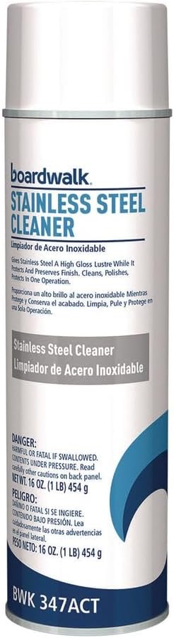 Boardwalk 347ACT Stainless Steel Cleaner & Polish, Lemon, 18oz Aerosol (Case of 12)