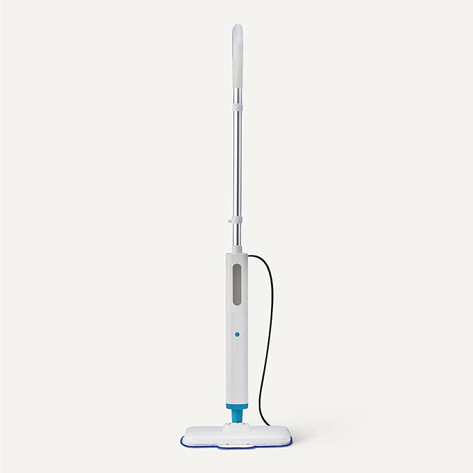 Amazon Basics Steam Mop for All Sealed Hard Floors, Heats Up in 30 Seconds, Chemical-Free Cleaning, 3 Washable Pads, 20-Foot Cord, White
