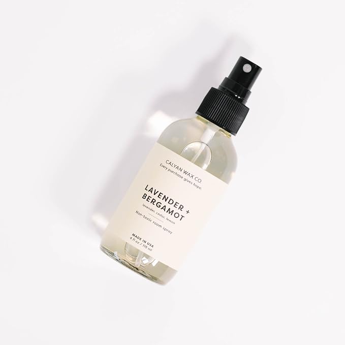 Calyan Wax Co. Lavender & Bergamot Room Spray - Natural Room Deodorizer | Long Lasting Clean Air Freshener - Room Spray for Luxurious Home Fragrance - Bedroom, Bathroom & Car Spray - 4 fl oz