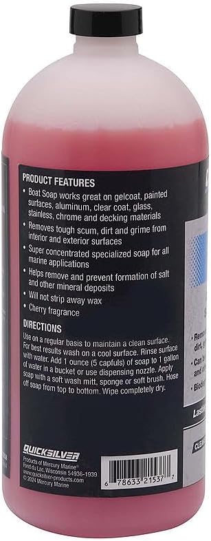 Quicksilver Boat Soap for Aluminum and Fiberglass Boats Interior/Exterior, PWC and Recreational Vehicles - 32 oz.