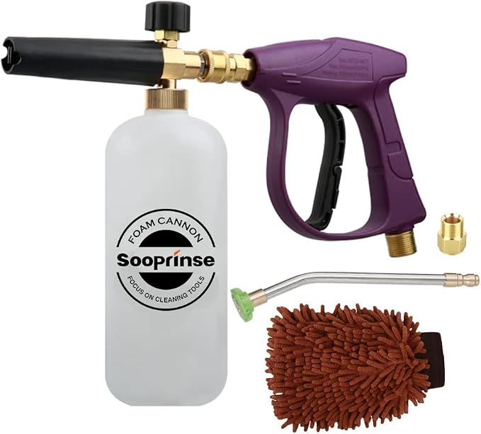 Sooprinse Foam Cannon Snow Foam Lance Nozzle Pressure Washer Jet Wash，Foam cannon lance kit with Pressure Washer Spray Gun,30 Degree Gutter Cleaner Wand with Nozzle Tip Attachment