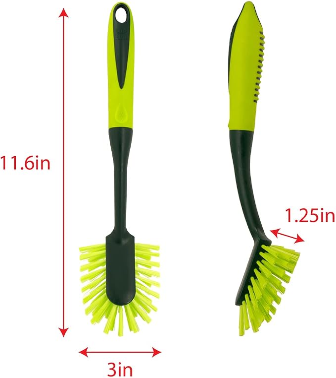 Pine-Sol Long Handle Dish Brush – Heavy Duty Bristle Kitchen Scrubber, Safe with Non-Stick Cookware (Pack of 12)