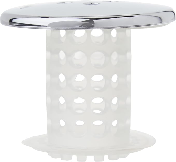 TubShroom Tub Drain Hair Catcher, Chrome – for Bathroom Drains, Fits 1.5” – 1.75” Bathtub and Shower Drains, White