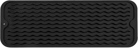 MicoYang Silicone Dish Drying Mat for Multiple Usage,Easy clean,Eco-friendly,Heat-resistant Silicone Mat for Kitchen Counter,Sink,Bar,Bottle,or Cup Black M 17 inches x 6 inches