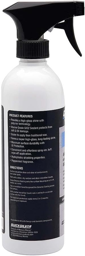 Quicksilver Ceramic Coating Marine Spray-On Detailer for Boats, Outboard Engines, Fiberglass, and Gel Coats - 16 oz.