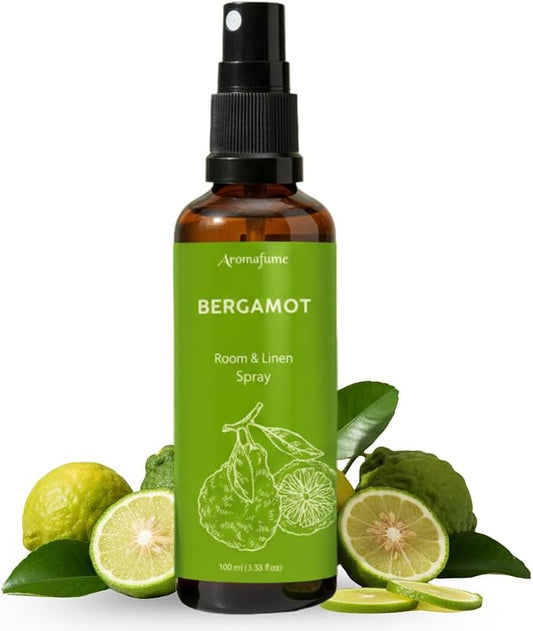 Bergamot Air Freshener Spray for Room, Linen & Pillow 100ml by Aromafume | Made with Pure Bergamot Essential Oil | Aromatherapy Spray to Uplift & Soothe | Mist for Bedding, Fabrics