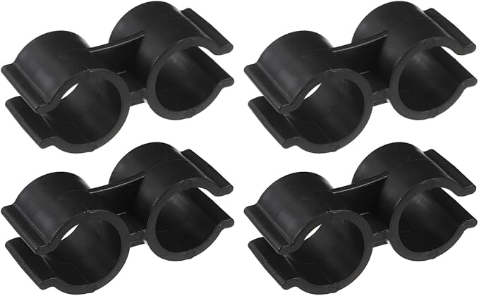 KESYOO 4Pcs Broom and Dustpan Clips, 20mm Plastic Double Pipe Connector, Pole Holder Attach Clamp for Cleaning Tools Storage